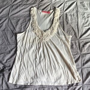 Elle Cream Floral Detail Tank Top